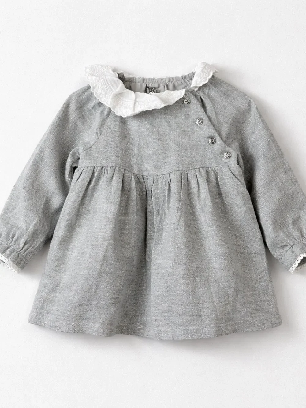 Cupcakes and Cashmere gray metallic eyelet collar dress size 18 months